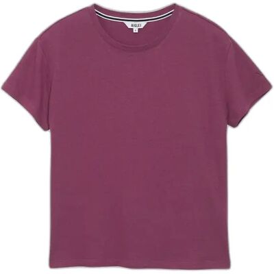 T-Shirt mit Rundhalsausschnitt aus Baumwolle und Leinen für Damen Aigle Violet XS Femme T-Shirt mit Rundhalsausschnitt aus Baumwolle und Leinen für Damen Aigle Violet XS Femme