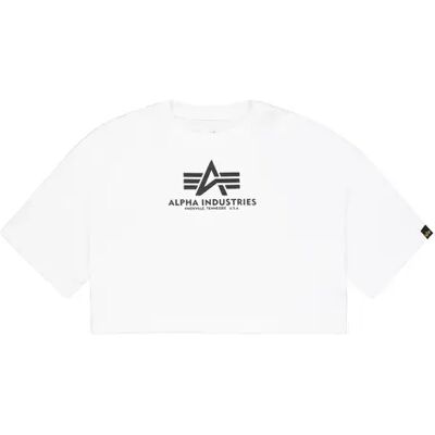 Damen Puffärmel Crop-Top T-Shirt mit Print Alpha Industries Basic Blanc M Femme Damen Puffärmel Crop-Top T-Shirt mit Print Alpha Industries Basic Blanc M Femme