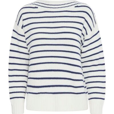 Gestreifter Pullover Damen b.young Nagla Blanc L Femme Gestreifter Pullover Damen b.young Nagla Blanc L Femme