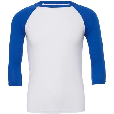 Baseball T-Shirt mit 3/4-Ärmeln Bella + Canvas Blanc L Mixte Baseball T-Shirt mit 3/4-Ärmeln Bella + Canvas Blanc L Mixte