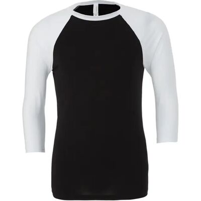 T-Shirt Bella + Canvas Baseball Noir XS Mixte T-Shirt Bella + Canvas Baseball Noir XS Mixte