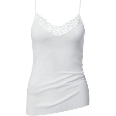 Calida Sense Damen-Top mit Spaghettiträgern aus Baumwolle Blanc XS Femme Calida Sense Damen-Top mit Spaghettiträgern aus Baumwolle Blanc XS Femme