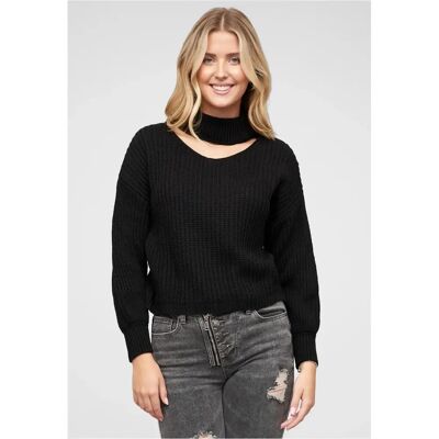 Pullover mit Rollkragen und V-Ausschnitt für Damen Cloud5ive Noir L Femme Pullover mit Rollkragen und V-Ausschnitt für Damen Cloud5ive Noir L Femme
