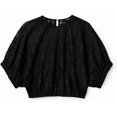 Gerafftes Spitzentop Damen Desigual Noir M Femme Gerafftes Spitzentop Damen Desigual Noir M Femme