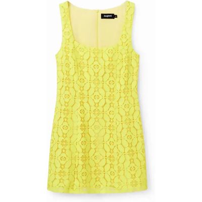 Kurzes Spitzenkleid, Damen Desigual Jaune XL Femme Kurzes Spitzenkleid, Damen Desigual Jaune XL Femme