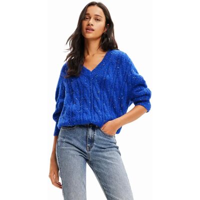 Oversize-Pullover Zöpfe Damen Desigual Bleu XL Femme Oversize-Pullover Zöpfe Damen Desigual Bleu XL Femme