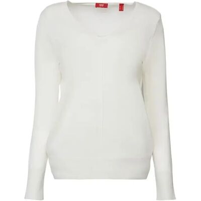 Pullover mit V-Ausschnitt Frau Esprit Blanc 2XS Femme Pullover mit V-Ausschnitt Frau Esprit Blanc 2XS Femme