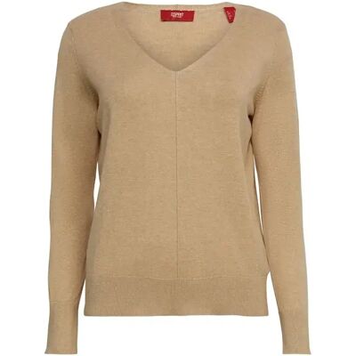 Pullover mit V-Ausschnitt Frau Esprit Beige 2XS Femme Pullover mit V-Ausschnitt Frau Esprit Beige 2XS Femme