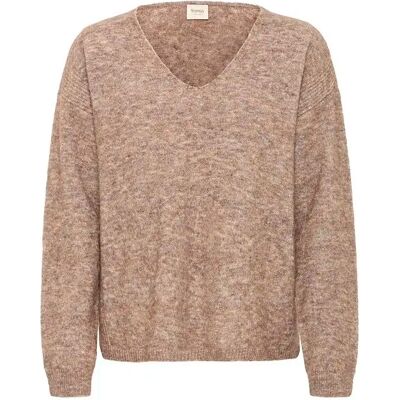 Pullover mit V-Ausschnitt Damen fransa Sanny 8 Beige XS Femme Pullover mit V-Ausschnitt Damen fransa Sanny 8 Beige XS Femme