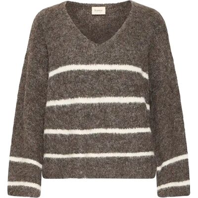 Pullover mit Rundhalsausschnitt Damen fransa Charleen 1 Marron XS Femme Pullover mit Rundhalsausschnitt Damen fransa Charleen 1 Marron XS Femme