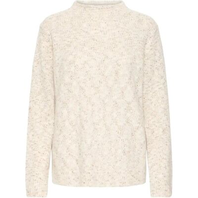 Pullover mit Rundhalsausschnitt Damen fransa Jamie 1 Beige M Femme Pullover mit Rundhalsausschnitt Damen fransa Jamie 1 Beige M Femme