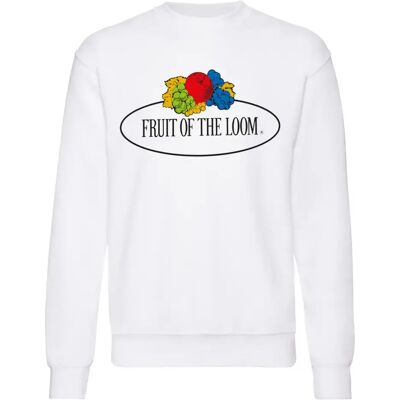 Pullover Fruit of the Loom Vintage Large Logo Print Blanc 2XL Mixte Pullover Fruit of the Loom Vintage Large Logo Print Blanc 2XL Mixte