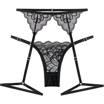 2-teiliges Set mit String und Strumpfhalter für Damen Gianna Bellucci Andrea Noir L Femme 2-teiliges Set mit String und Strumpfhalter für Damen Gianna Bellucci Andrea Noir L Femme