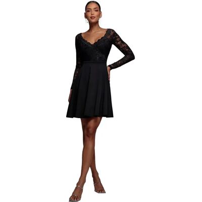 Spitzenkleid mit schulterfreier Form Damen Goddiva Mini Noir 36 Femme Spitzenkleid mit schulterfreier Form Damen Goddiva Mini Noir 36 Femme