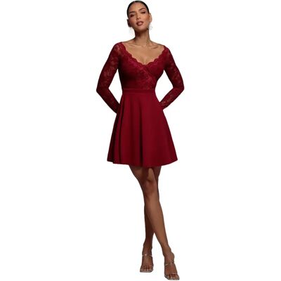 Spitzenkleid mit schulterfreier Form Damen Goddiva Violet 36 Femme Spitzenkleid mit schulterfreier Form Damen Goddiva Violet 36 Femme