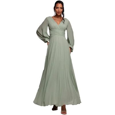 Ballonärmel Chiffonkleid Damen Goddiva Vert 36 Femme Ballonärmel Chiffonkleid Damen Goddiva Vert 36 Femme