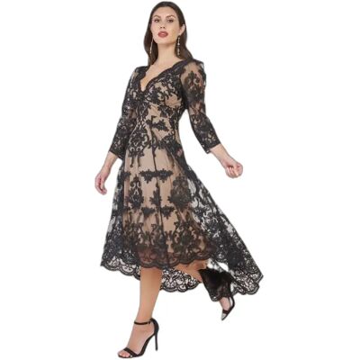 Asymmetrisches Spitzenkleid Damen Goddiva Noir 36 Femme Asymmetrisches Spitzenkleid Damen Goddiva Noir 36 Femme