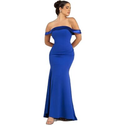 Satinierte Bandeau Kleid Damen Goddiva Maxi Bleu 44 Femme Satinierte Bandeau Kleid Damen Goddiva Maxi Bleu 44 Femme
