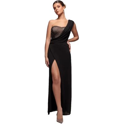 Maxi Asymmetrisches Wickelkleid aus Chiffon Damen Goddiva Noir 44 Femme Maxi Asymmetrisches Wickelkleid aus Chiffon Damen Goddiva Noir 44 Femme
