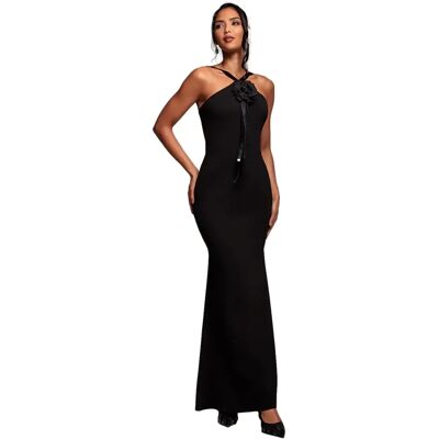 Goddiva Schwarzes Racer-Maxikleid - Größe 12 UK Goddiva Schwarzes Racer-Maxikleid - Größe 12 UK