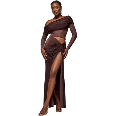 Lange, schlitzen vorne, mit Kordelzug Damen Goddiva Marron S Femme Lange, schlitzen vorne, mit Kordelzug Damen Goddiva Marron S Femme