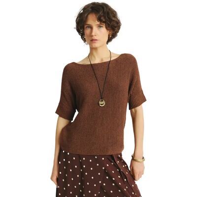 Pullover mit kurzen Ärmeln, Damen Greenpoint Marron 2XL Femme Pullover mit kurzen Ärmeln, Damen Greenpoint Marron 2XL Femme