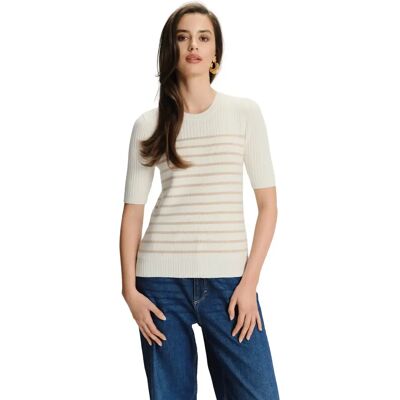 Gestreifter Pullover, Damen Greenpoint Beige XS Femme Gestreifter Pullover, Damen Greenpoint Beige XS Femme