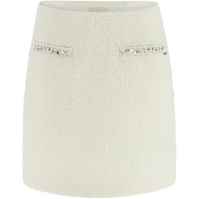 Minirock Damen Guess Clotilde Tweed Blanc M Femme Minirock Damen Guess Clotilde Tweed Blanc M Femme