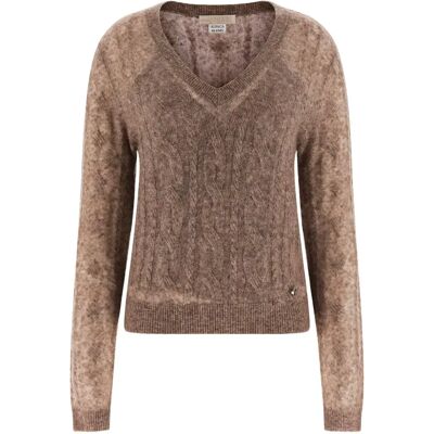 Pullover mit V-Ausschnitt Damen Guess Izabella Beige M Femme Pullover mit V-Ausschnitt Damen Guess Izabella Beige M Femme