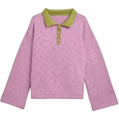 Langarm-Polo aus Bio-Baumwolle für Damen Happymess Rose L Femme Langarm-Polo aus Bio-Baumwolle für Damen Happymess Rose L Femme