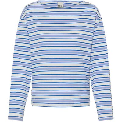 Langärmliges Boot-Ausschnitt-T-Shirt für Damen Ichi IHMira Bleu L Femme Langärmliges Boot-Ausschnitt-T-Shirt für Damen Ichi IHMira Bleu L Femme