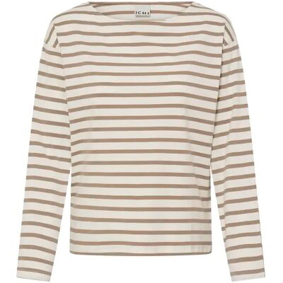Langärmliges Boot-Ausschnitt-T-Shirt für Damen Ichi Mira 2 Beige L Femme Langärmliges Boot-Ausschnitt-T-Shirt für Damen Ichi Mira 2 Beige L Femme