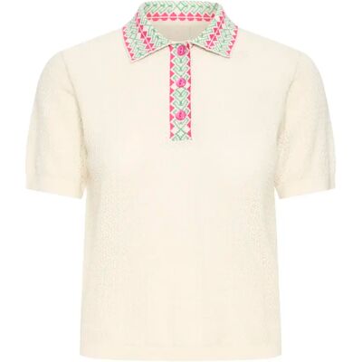 Pullover mit kurzen Ärmeln, Damen Ichi IHDotia Ss Blanc XS Femme Pullover mit kurzen Ärmeln, Damen Ichi IHDotia Ss Blanc XS Femme