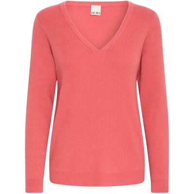 Pullover mit V-Ausschnitt, Damen Ichi Boston Rouge 2XL Femme Pullover mit V-Ausschnitt, Damen Ichi Boston Rouge 2XL Femme