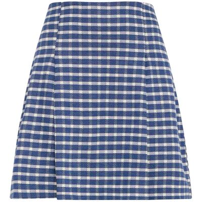 Minirock Damen Ichi Kate Checlé Bleu L Femme Minirock Damen Ichi Kate Checlé Bleu L Femme