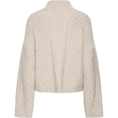 Pullover mit Rundhalsausschnitt Damen Ichi Mylle LS6 Beige L Femme Pullover mit Rundhalsausschnitt Damen Ichi Mylle LS6 Beige L Femme