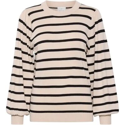 Gestreifter Pullover Damen KAFFE Lizzy Knit Blanc 2XL Femme Gestreifter Pullover Damen KAFFE Lizzy Knit Blanc 2XL Femme