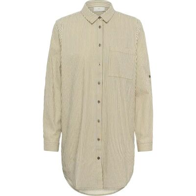 Gestreiftes Damen-Tunikahemd KAFFE Naya Beige 34 Femme Gestreiftes Damen-Tunikahemd KAFFE Naya Beige 34 Femme