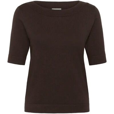 Pullover mit U-Boot-Kragen Damen KAFFE Lizza Solid Marron M Femme Pullover mit U-Boot-Kragen Damen KAFFE Lizza Solid Marron M Femme