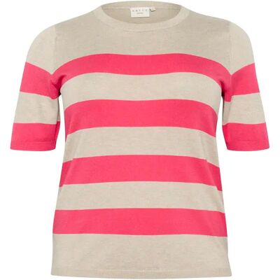Gestreifter Pullover mit kurzen Ärmeln für Frauen KAFFE Curve Lizzy Rose M Femme Gestreifter Pullover mit kurzen Ärmeln für Frauen KAFFE Curve Lizzy Rose M Femme