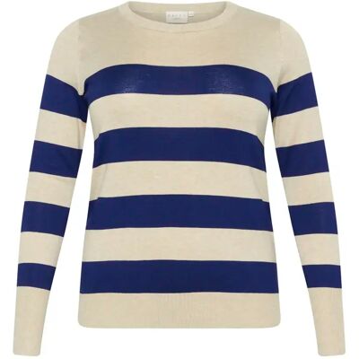 Gestreifter Strickpullover für Frauen KAFFE Curve Lizzy Bleu S Femme Gestreifter Strickpullover für Frauen KAFFE Curve Lizzy Bleu S Femme