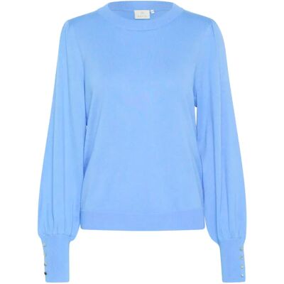 Pullover mit Rundhalsausschnitt und Knöpfen für Frauen KAFFE Lizza Bleu 2XL Femme Pullover mit Rundhalsausschnitt und Knöpfen für Frauen KAFFE Lizza Bleu 2XL Femme