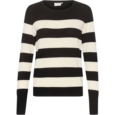 Gestreifter Strickpullover für Damen KAFFE Lizza Noir 2XL Femme Gestreifter Strickpullover für Damen KAFFE Lizza Noir 2XL Femme