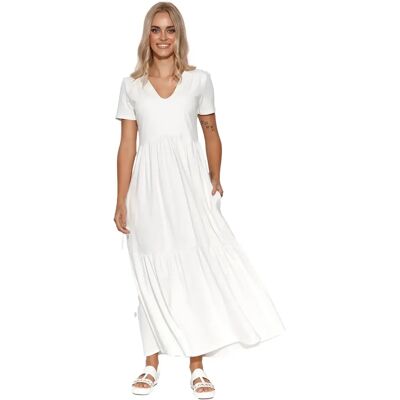 Lange V-Ausschnitt Strickkleid für Frauen Makadamia Blanc 36 Femme Lange V-Ausschnitt Strickkleid für Frauen Makadamia Blanc 36 Femme