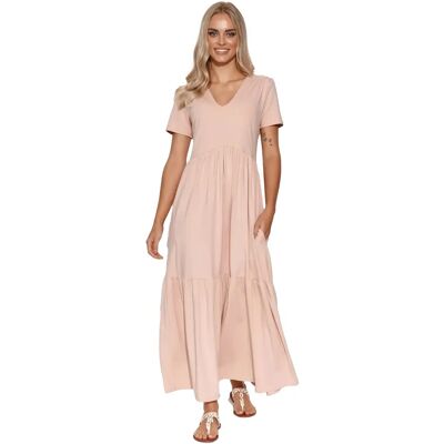 Lange V-Ausschnitt Strickkleid für Frauen Makadamia Rose 42 Femme Lange V-Ausschnitt Strickkleid für Frauen Makadamia Rose 42 Femme