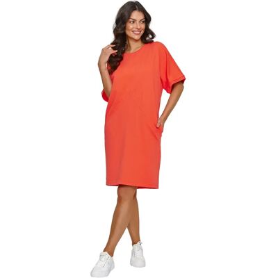 T-Shirt Kleid mit seitlichen Taschen für Damen Makadamia Orange 42 Femme T-Shirt Kleid mit seitlichen Taschen für Damen Makadamia Orange 42 Femme