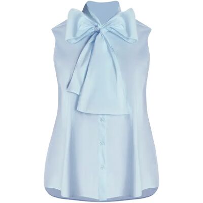 Ärmellose Bluse mit Knotendetail Damen Mat Fashion Bleu S/M Femme Ärmellose Bluse mit Knotendetail Damen Mat Fashion Bleu S/M Femme