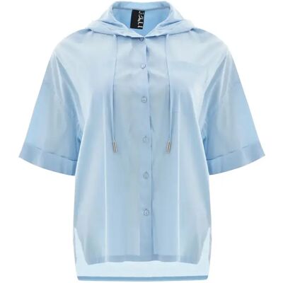 Popeline Kapuzenbluse Damen Mat Fashion Bleu TU Femme Popeline Kapuzenbluse Damen Mat Fashion Bleu TU Femme