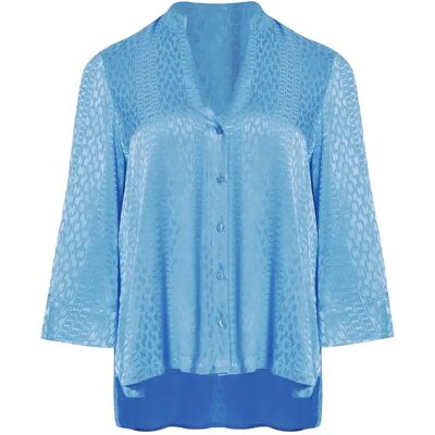Langarmbluse mit V-Ausschnitt aus Viskose Damen Mat Fashion Bleu S/M Femme Langarmbluse mit V-Ausschnitt aus Viskose Damen Mat Fashion Bleu S/M Femme