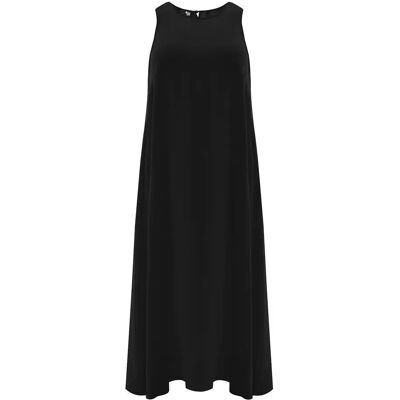 Ärmelloses Maxikleid aus Crêpe Damen Mat Fashion Noir S/M Femme Ärmelloses Maxikleid aus Crêpe Damen Mat Fashion Noir S/M Femme